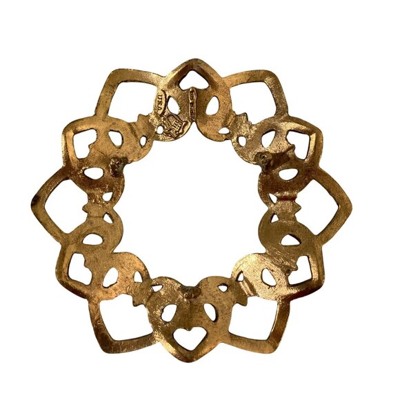 Vintage Gold Tone Metal Filigree Heart Design Orb Decorative Display Stand - Picture 2 of 4